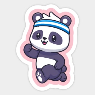 Cute Panda Running Cartoon Sticker